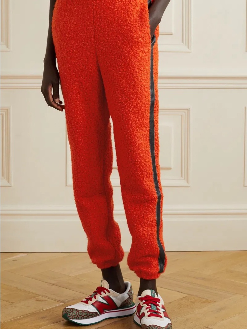 NWT STAUD Vibrant RedOrange Sherpa pants